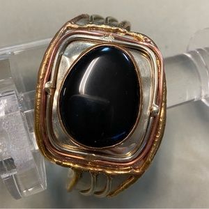 Elegant Indian Silver with Black Stone Bracelet